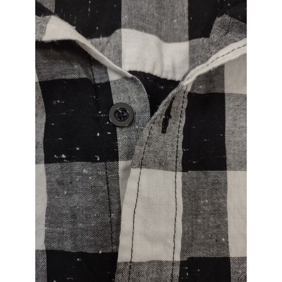 Carbon Classic Fit Long Sleeve Black White Bold Plaid Shirt Mens Size L *READ - Picture 6 of 9